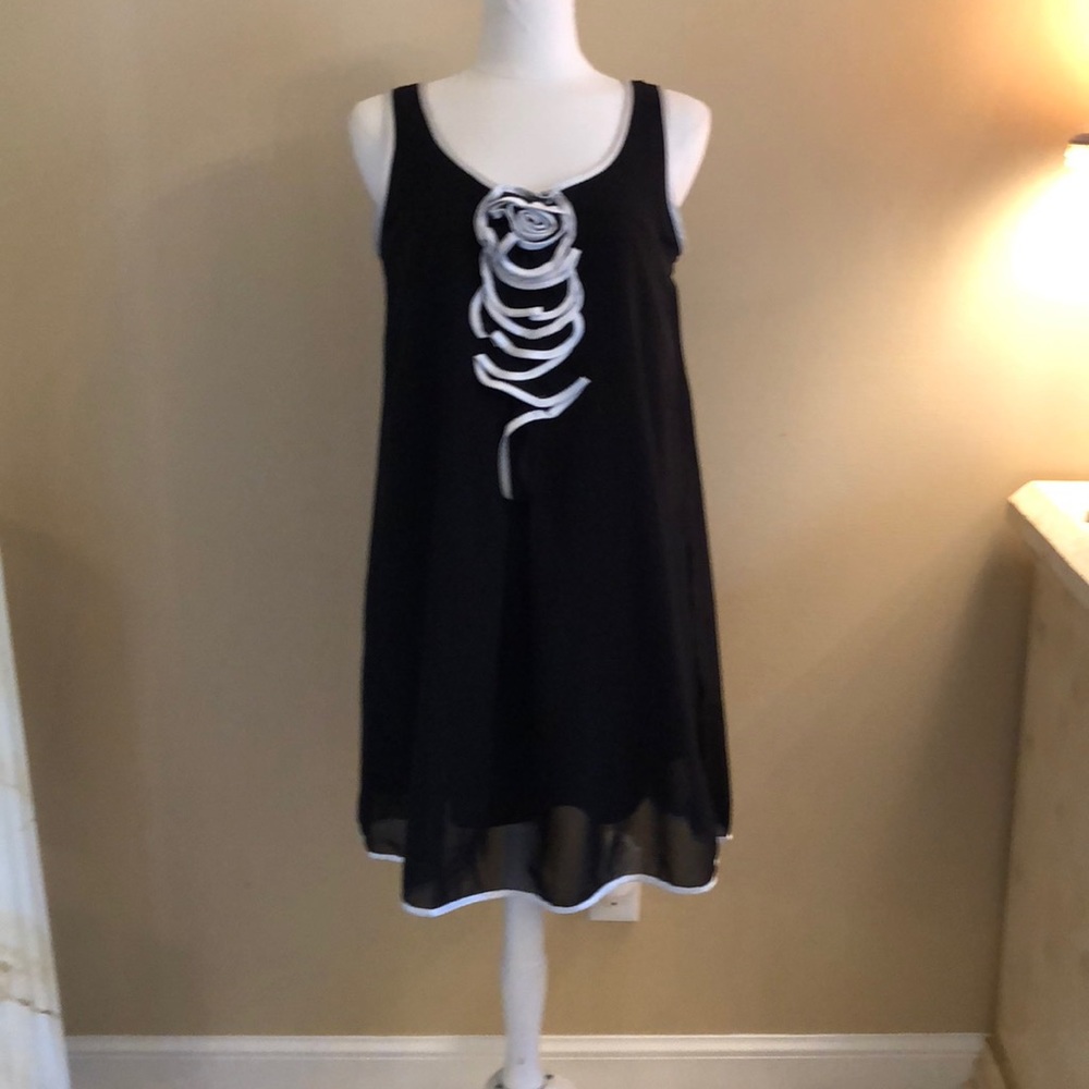 Black and white dress with flower front